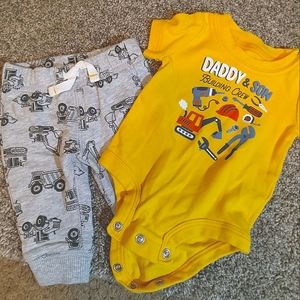 NEWBORN BABY Daddy and son outfit building construction outfit